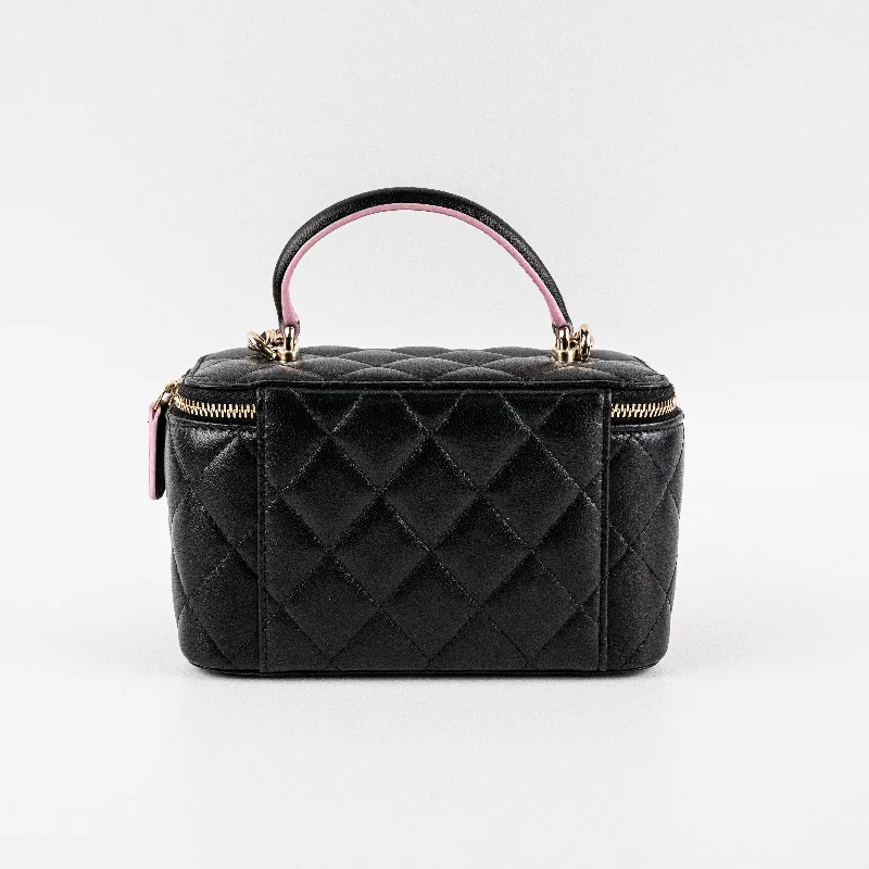 Chanel Vanity Top Handle Lambskin Black Bag