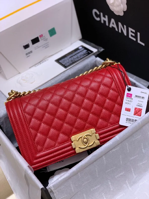 Chanel Boy Medium Handbag Red