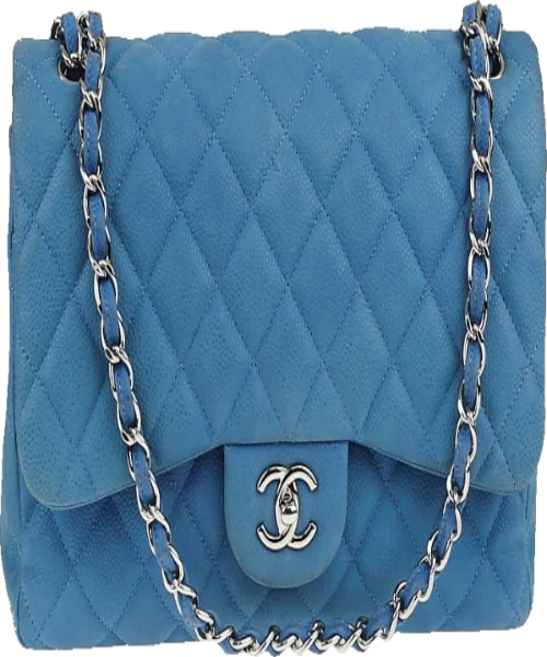 Chanel Classic Clutch With Chain – CWC Lambskin Blue Silver-Toned