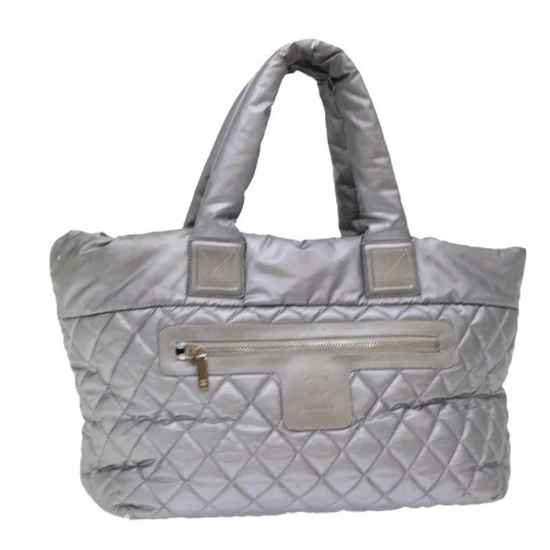 CHANEL Cococoon Hand Bag Nylon Silver CC  bs7271