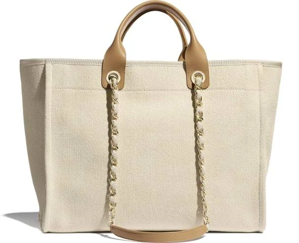 Chanel Deauville Fabric Tote Ecru & Beige