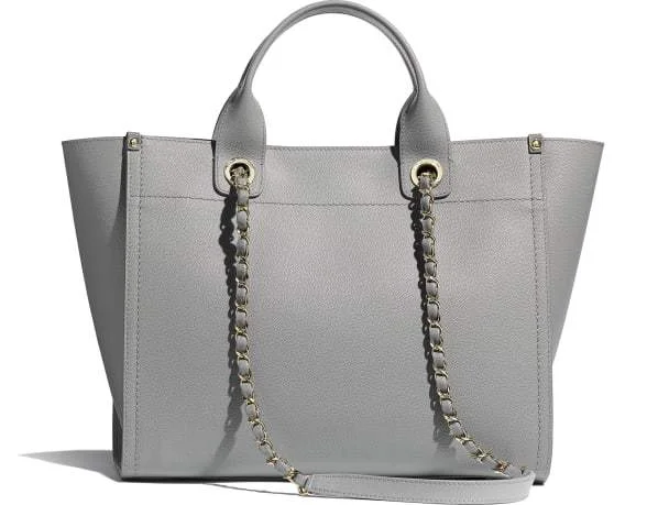 Chanel Deauville Fabric Tote Gray