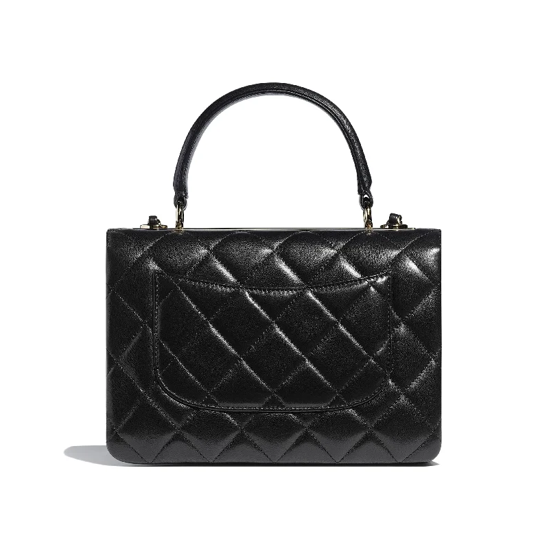 Chanel Flap Bag With Top Handle Lambskin Black