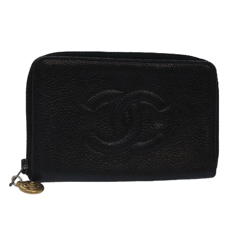 CHANEL Key Case Caviar Skin Black Gold CC  bs18348