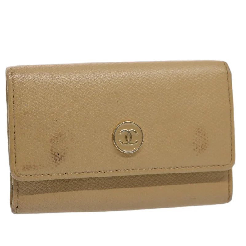 CHANEL Key Case Leather Beige CC  ti1413