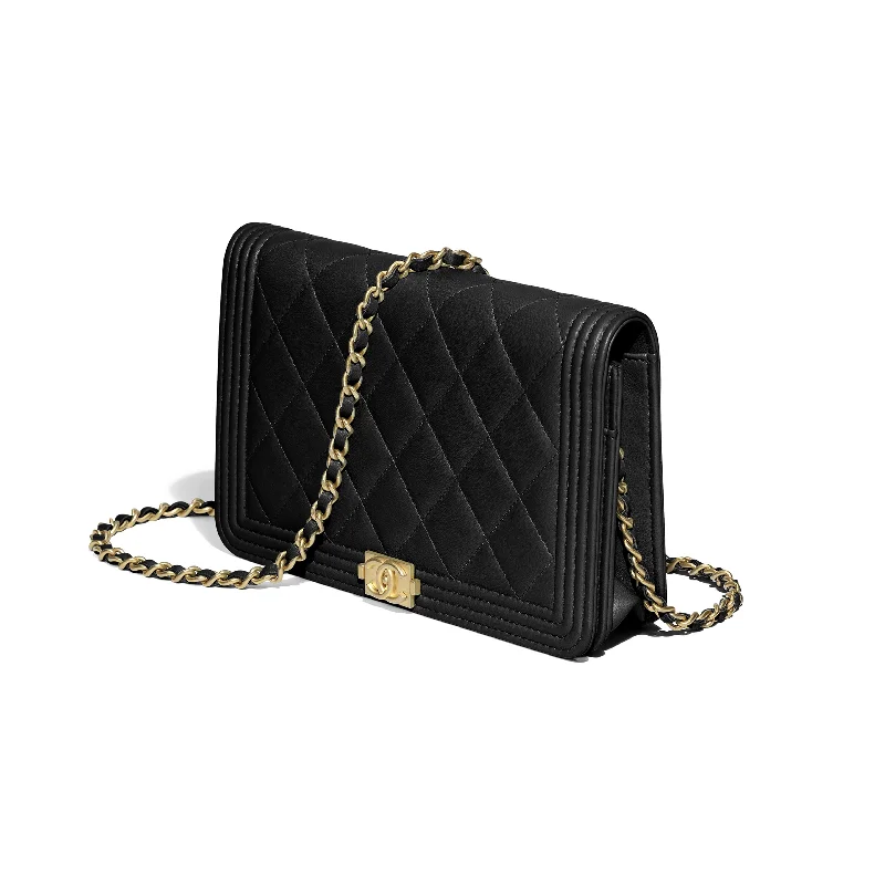 Chanel Le Boy Wallet On Chain – WOC Grained Calfskin Gold-Toned Black