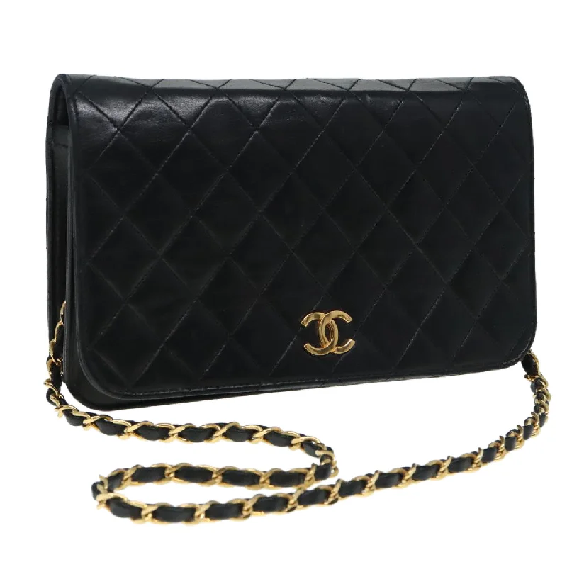 CHANEL Matelasse Chain Shoulder Bag Lamb Skin Black CC  bs18004