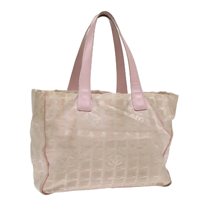 CHANEL New Travel line Tote Bag Nylon Pink Gold CC  93589