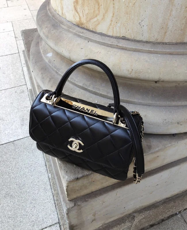 Chanel Small Flap Bag With Top Handle Black