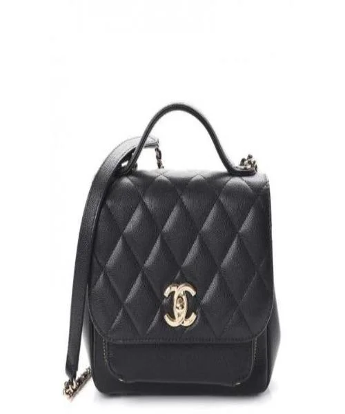 Chanel Small Flap Bag With Top Handle Black-Silver