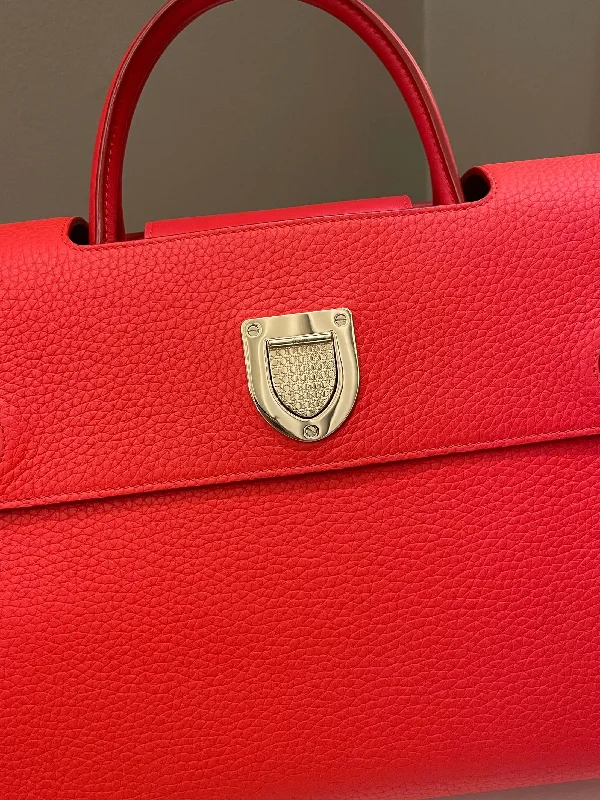 Dior Diorever Tote Bag Red Grainy Leather