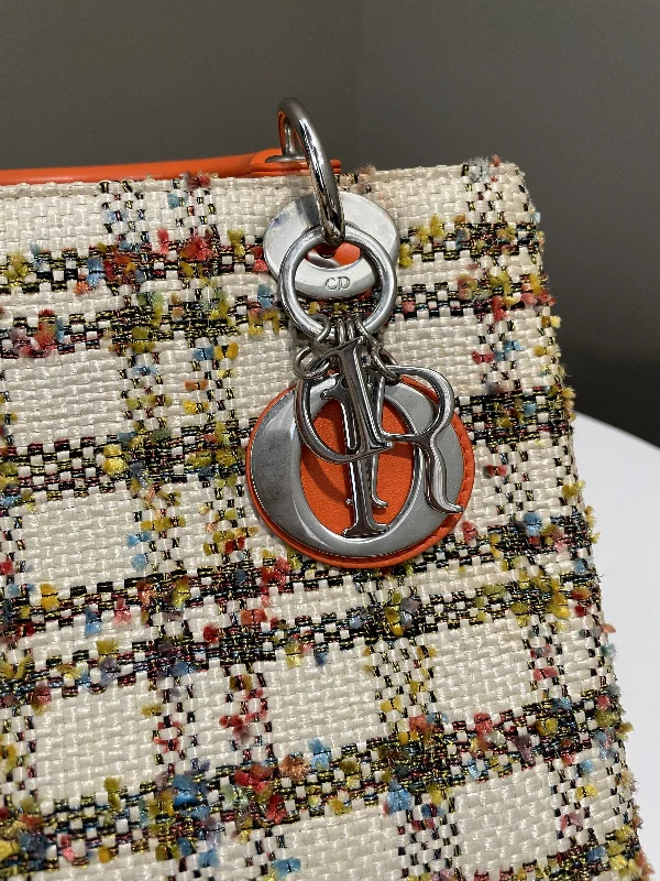 Dior Classic Lady Dior Orange / Cream Tweed